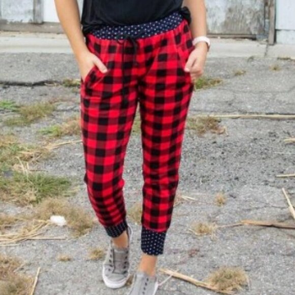 ROGUE BUFFALO PLAID JOGGERS ACTIVEWEAR CASUAL STYLISH LONGE PANTS - Picture 1 of 16